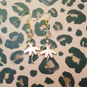 Pink Ballerina Earrings with Pink Beads.